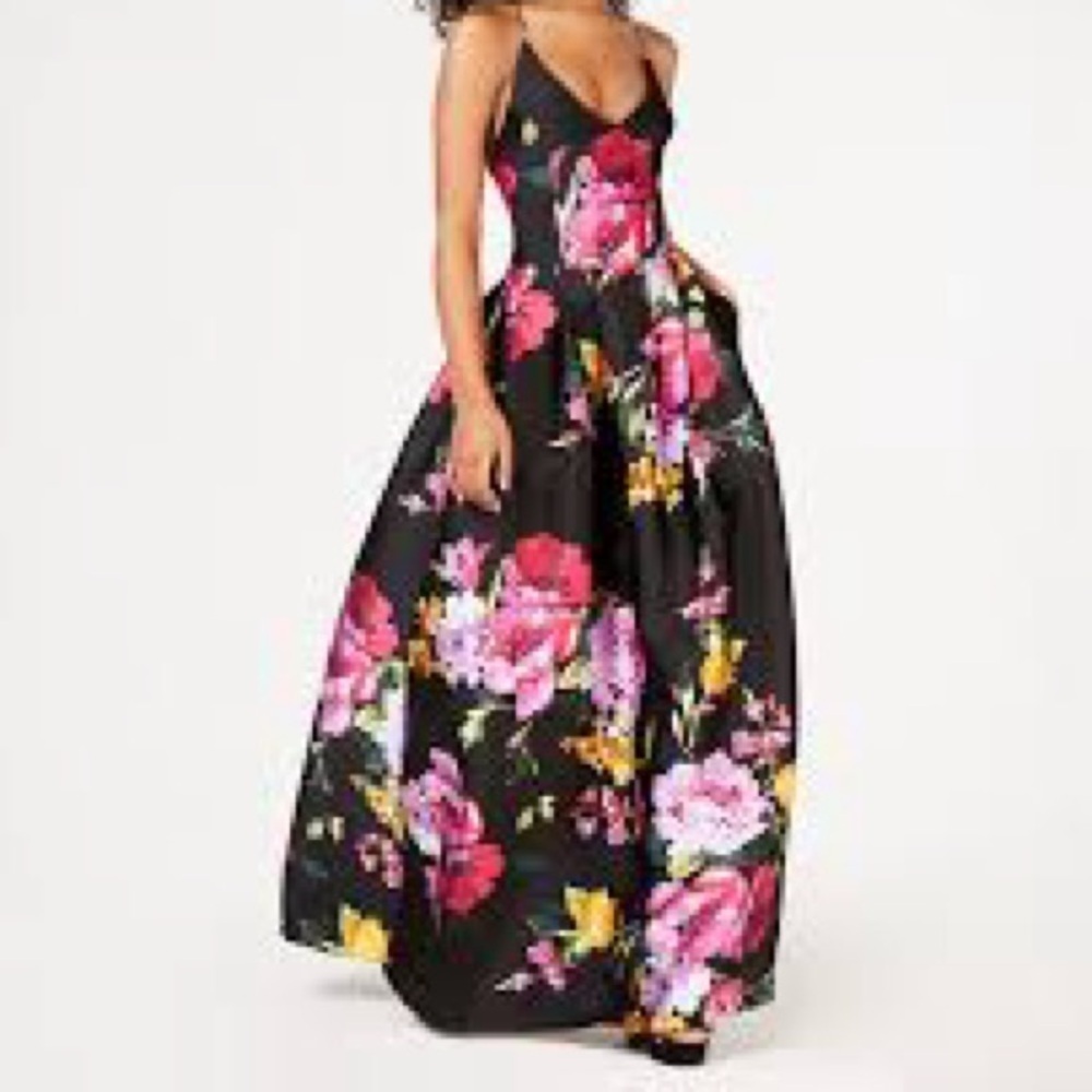 BCX Floral Black Maxi Dress